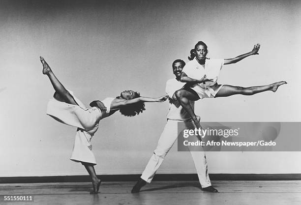 Alvin Ailey was an African-American choreographer and activist who founded the Alvin Ailey American Dance Theater in New York City, on stage with two...
