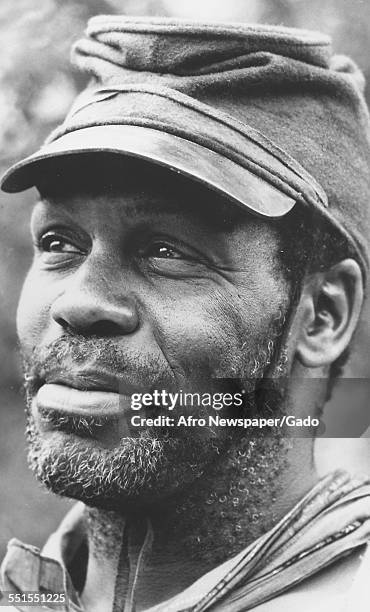 Danny Glover, an African-American actor, in costume on a film set, 1904.