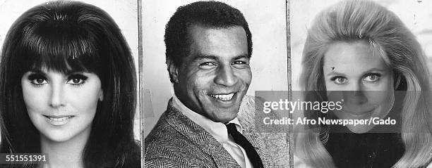 Portraits of the nominees, Lloyd Haynes, Harlo Thomas and Elizabeth Montgomery up of the Emmy Award for best actor in a continuing television series,...