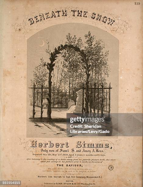 Sheet music cover image of 'Beneath the Snow ', Boston, Massachusetts, 1863.