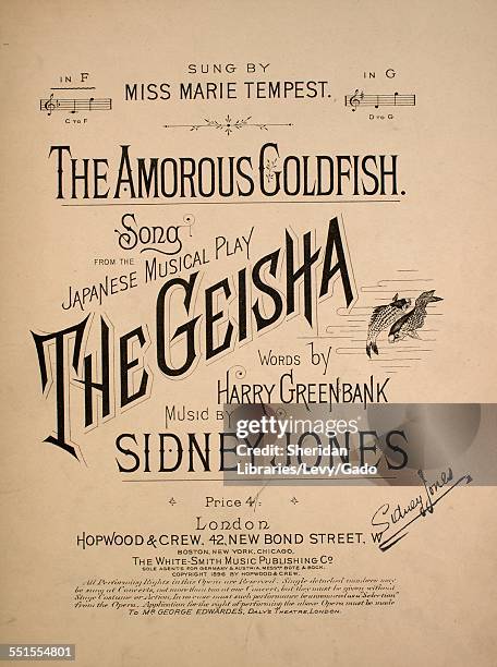 Sheet music cover image of 'The Amorous Goldfish Song From the Japanese Musical Play The Geisha' by Harry Greenbank and Sidney Jones, London,...