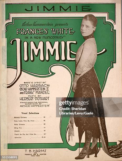 Sheet music cover image of 'Jimmie' by Otto Harbach, Oscar Hammerstein II and Herbert Stothart, with lithographic or engraving notes reading...