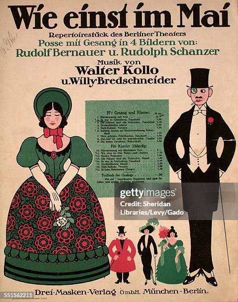Sheet music cover image of 'Es War in Schoneberg Tanzduett' by von Walter Kollo and Willy Bredschneider, with lithographic or engraving notes reading...