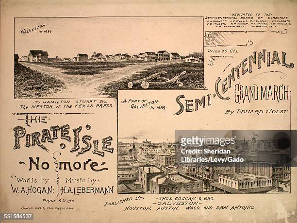 Sheet music cover image of 'Semi-Centennial Grand March' by Eduard Holst, Galveston, TX, 1889.