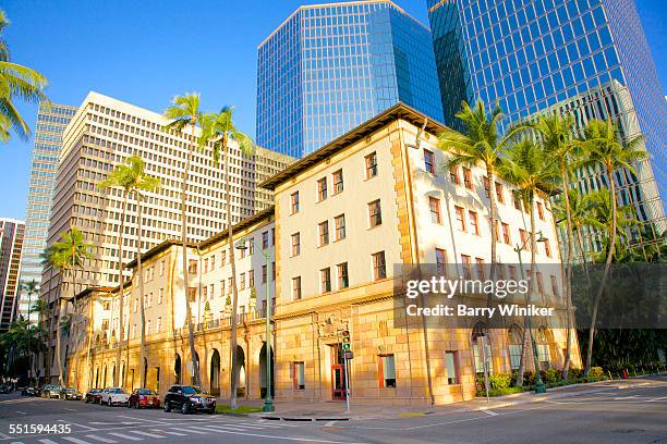 landmark building, downtown honolulu - honolulu culture stock pictures, royalty-free photos & images