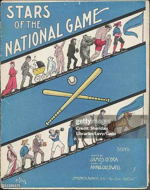 Sheet music cover image of 'Stars of the National Game' by James O'Dea and Anna Caldwell, New York, New York, 1908.