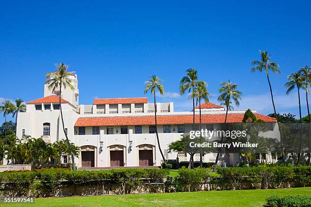 spanish colonial revival building, honolulu - spanish colonial revival architecture stock pictures, royalty-free photos & images