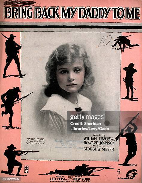 Sheet music cover image of 'Bring Back My Daddy To Me' by William Tracey, Howard Johnson and George W Meyer, with lithographic or engraving notes...