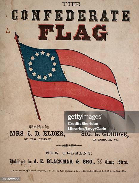 Sheet music cover image of 'The Confederate Flag' by Mrs C D Elder, Sig and G George, New Orleans, Lousiana, 1861.