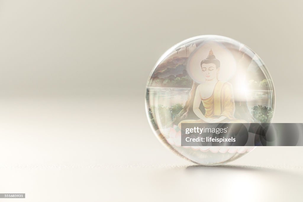 Image of Lord Buddha inside crystall ball