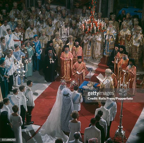 King Constantine II of Greece marries Princess Anne-Marie of Denmark in a ceremony at the Metropolitan Cathedral of Athens in Athens, Greece on 18th...