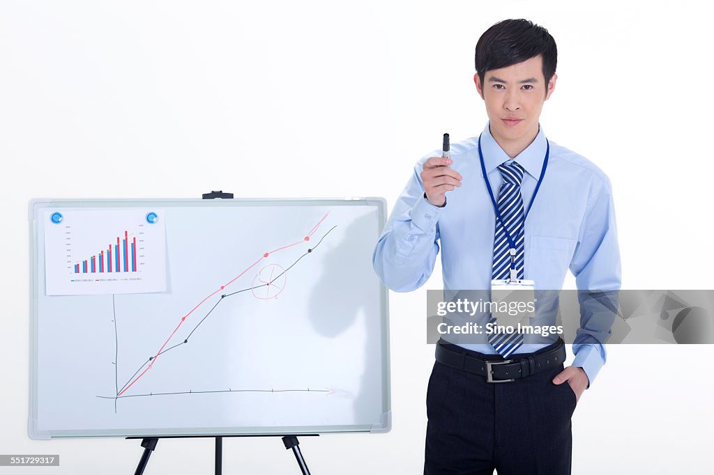 Businessman Explaining the Graphs