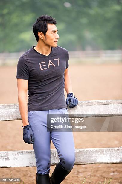 young horseman on stud-farm - 馬の衣装 ストックフォトと画像