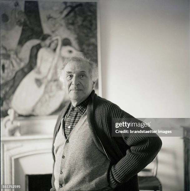 Painter Marc Chagall in his house. St.Paul-de-Vence. 1957. France. Photograph by Franz Hubmann