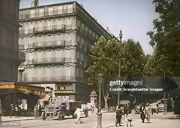 Marseille. About 1930. Handcolored lantern slide.