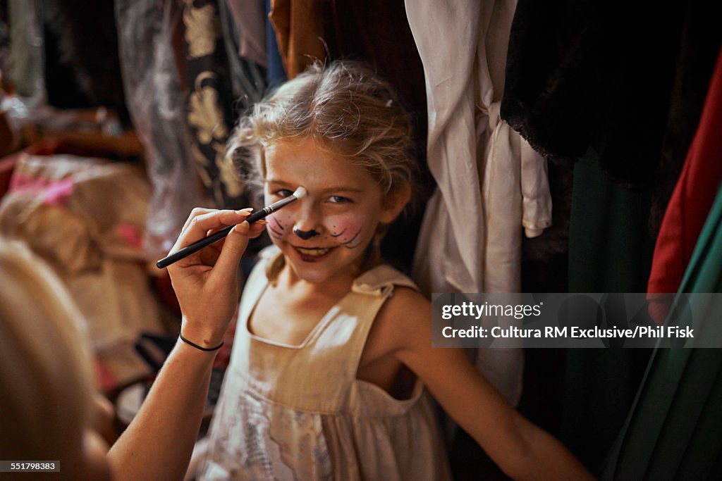 Girl in theatre make up backstage