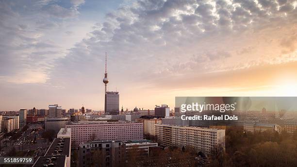 berlin city skyline with fernsehturm - berlin fernsehturm stock-fotos und bilder