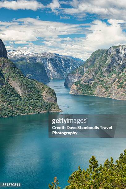view over aurlandsfjord, norway - aurlandsfjord stock pictures, royalty-free photos & images