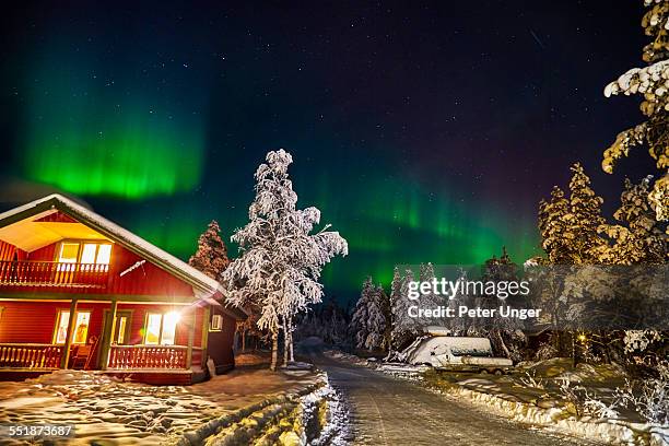 aurora borealis  northern lights - aurora borealis kiruna stockfoto's en -beelden