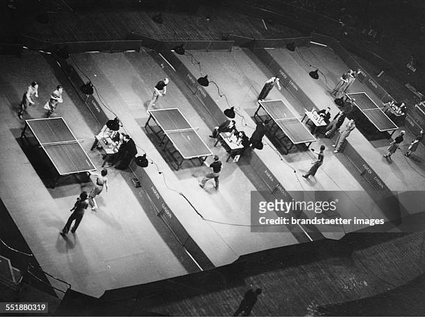 The World Table Tennis Championships at the Royal Albert Hall / London. 24th January 1938. Photograph.