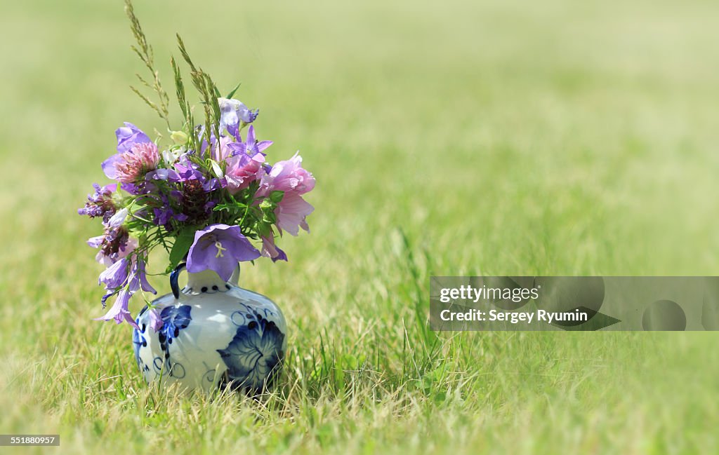 Close-up of bluebells in a vase.