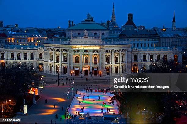 The Burgtheater with a view to the ice rink on City Hall Square. Vienna. 2013. Photograph by Gerhard Trumler.