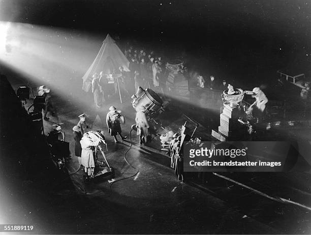 British television films a the fictitious air attack in Alexandra Palace . 13th December 1936. Photograph.