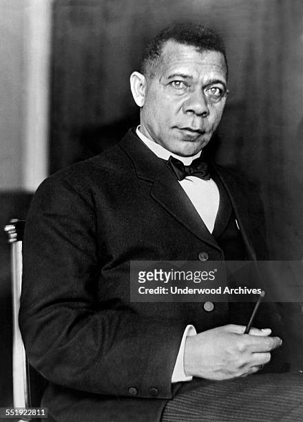 Portrait of African-American educator, author and orator Booker T Washington, Washington DC, June 17, 1908.