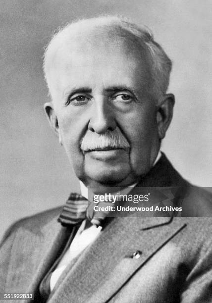 Portrait of James Cash Penney, founder of the JC Penney department store chain, who has recently donated his prized herd of 'Foremost Guernseys' to...