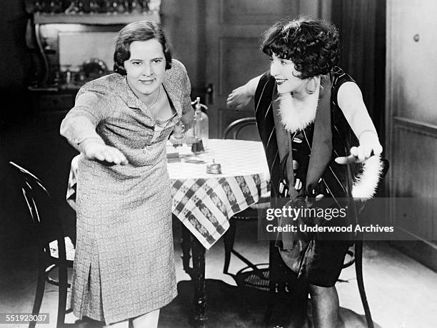 English Channel swimmer and Olympic champion Gertrude Ederle coaches movie star Bebe Daniels on how to make the Catalina Channel swim, Hollywood,...