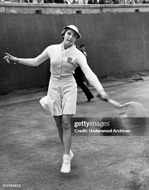 British tennis star Katherine Stammers hits a backhand in a match during the National Tennis Singles Championships being held at the West Side Club,...