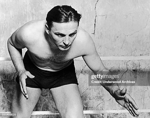 Three time world heavyweight wrestling champion Joe Stecher, circa 1920.