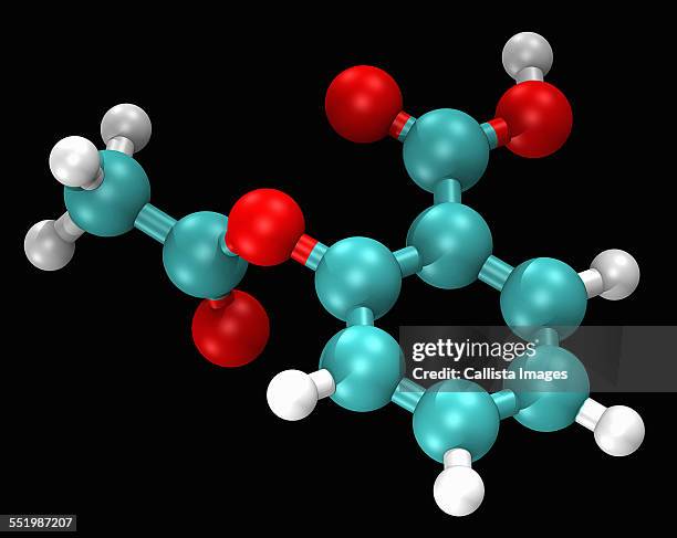 ball and stick computer-graphic molecular model of aspirin - anti inflammatory stock illustrations