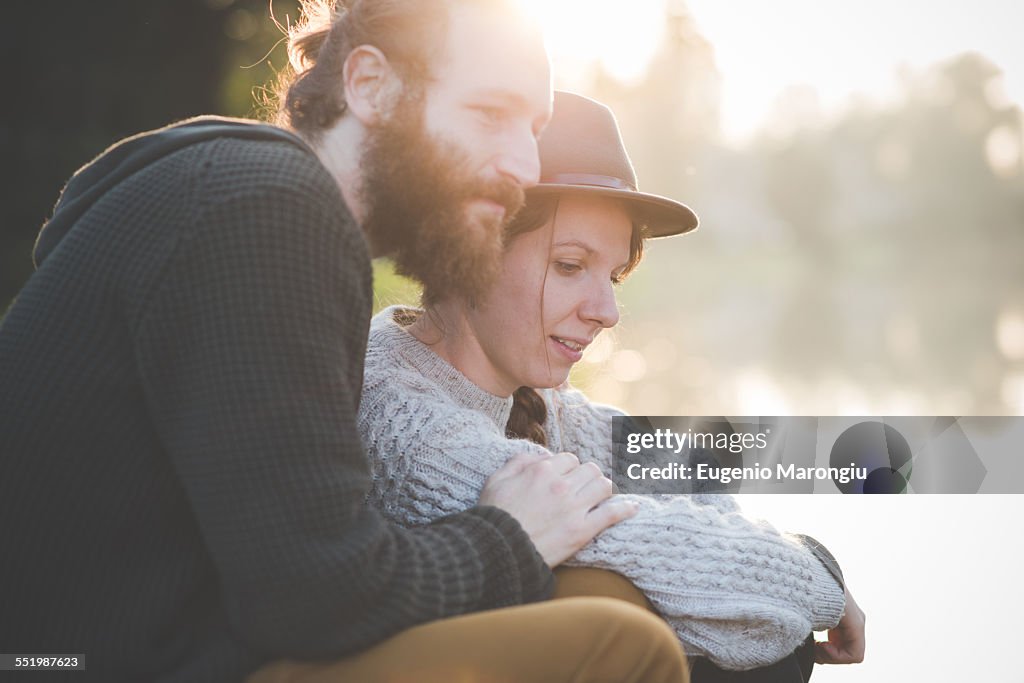 Young couple in sunlight