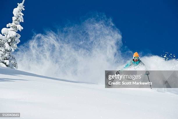 man skiing, alta, utah - alta utah stock pictures, royalty-free photos & images