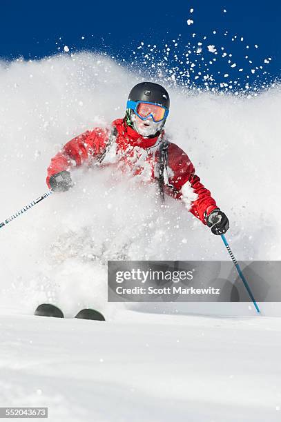 man skiing, alta, utah - alta stock-fotos und bilder