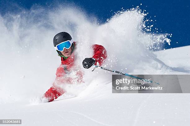 man skiing, alta, utah - alta stock-fotos und bilder