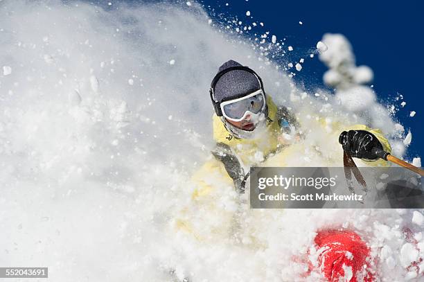 man skiing, alta, utah - alta utah stock pictures, royalty-free photos & images