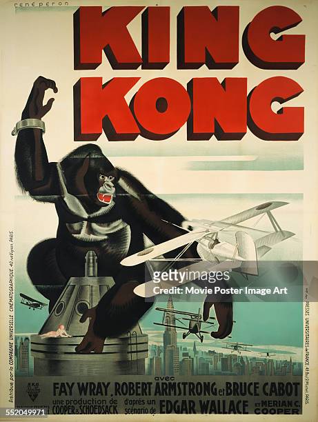 Poster for Merian C. Cooper's 1933 adventure film 'King Kong'.