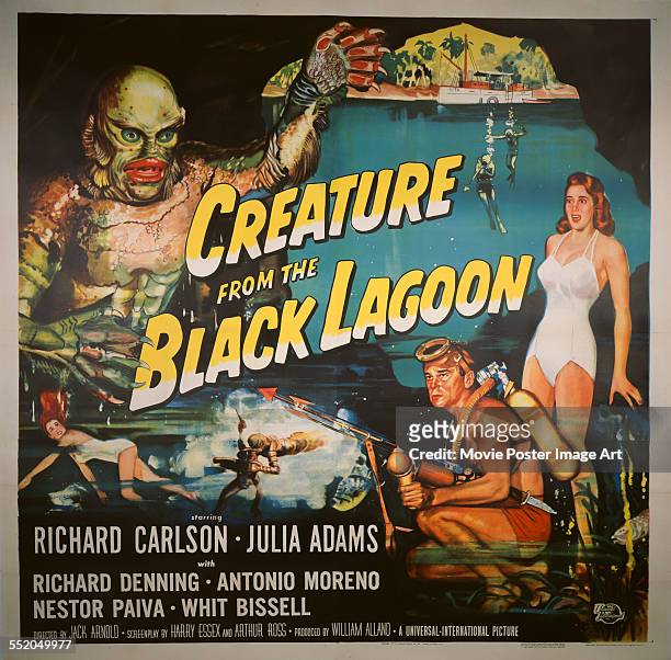 Poster for Jack Arnold's 1954 adventure film 'Creature from the Black Lagoon' starring Richard Carlson and Julie Adams.