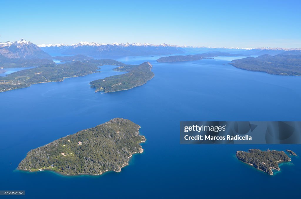 Aerial view of Nahuel Huapi lake, Bariloche