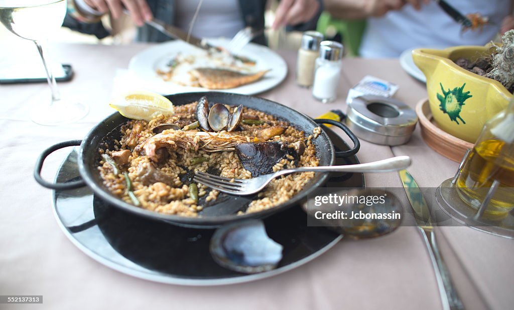 Man and Woman eating paella