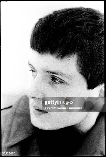 Singer Ian Curtis , of English post-punk band Joy Division, in Manchester, 6th January 1979.