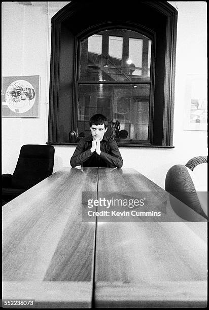 Singer Ian Curtis , of English post-punk band Joy Division, in an art and furniture shop, Manchester, 6th January 1979.