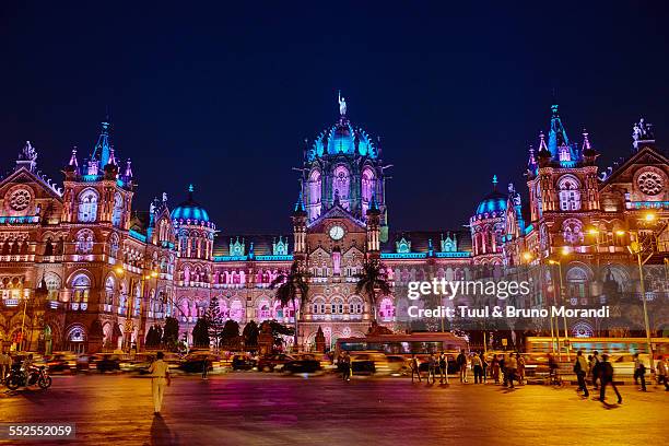 mumbai, victoria terminus railways station - mumbai street stock pictures, royalty-free photos & images