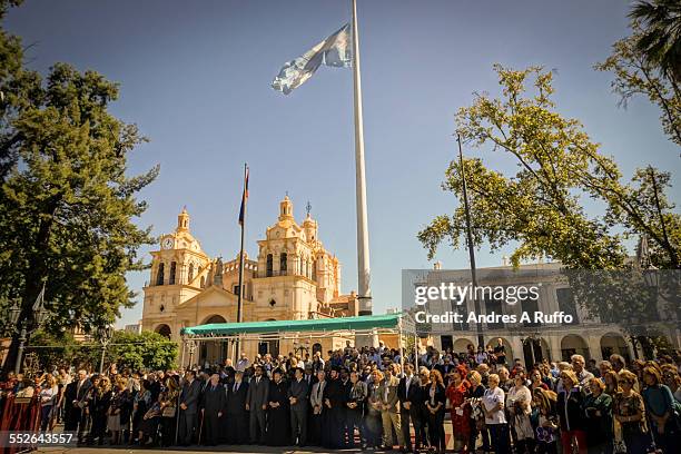 Overview of a medium group of people, the Armenian community of Córdoba during the ceremony on the occasion of commemorating the 100th anniversary of...