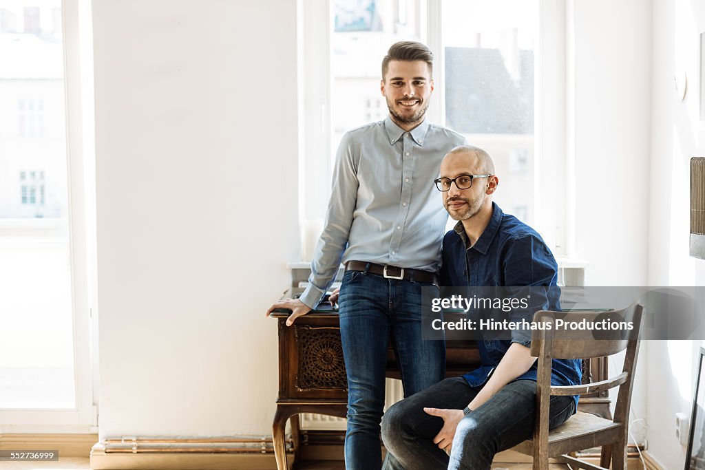 Portrait Of A Gay Couple In Their Apartment