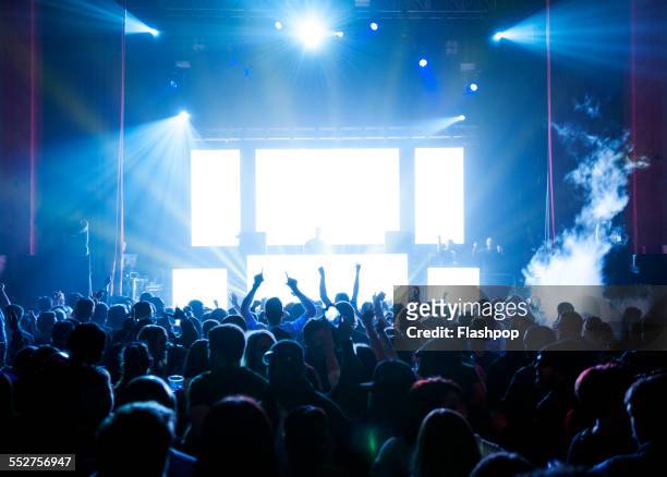 large crowd of people at music event - concert stock pictures, royalty-free photos & images