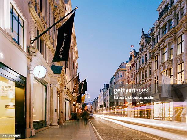 new bond street at dusk - mayfair london stock pictures, royalty-free photos & images