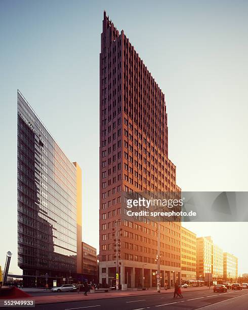 modern buildings at potsdamer platz with sunlight - berlin architecture stock pictures, royalty-free photos & images